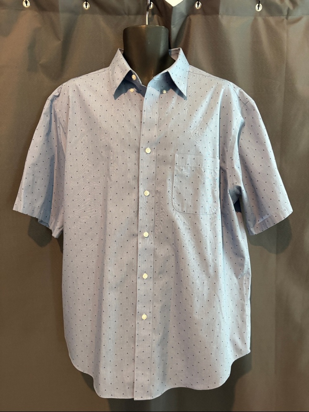 Roundtree & Yorke Pale Blue Short-Sleeve Button-Down with Micro Dot Print